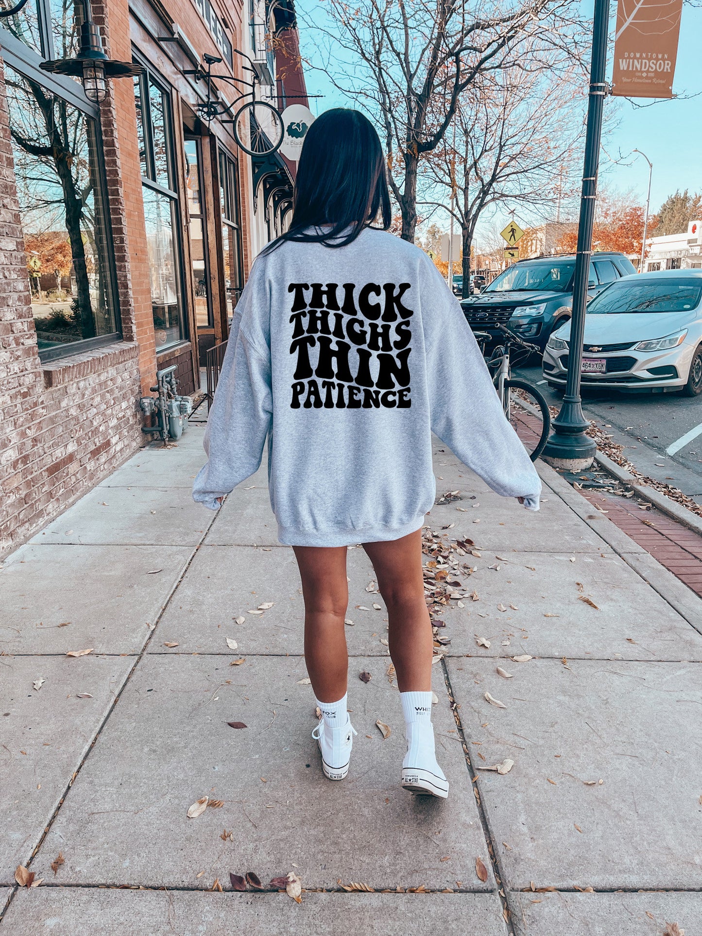 Thick Thighs Thin Patience Sweatshirt - Thick Thighs Sweatshirt - Thin Patience Sweatshirt - Womens Thick Thighs Thin Patience Sweater